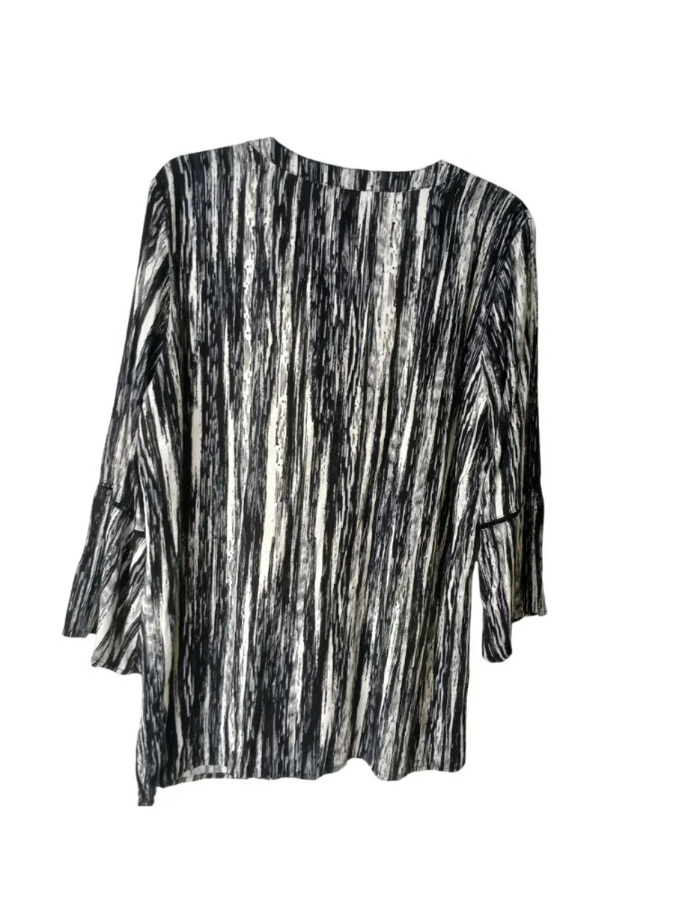 Gloria Vanderbilt Women's Large Nova Flutter Sleeve Blouse Black White #D-37 - Picture 2 of 7